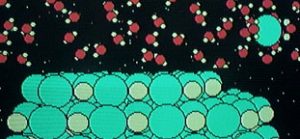 A graphic depicting the interaction between salt molecule and water molecule representation