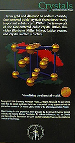A graphic showing the box of a videotape about crystals with cubic structure and a penny.