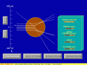 Two graphics depict the movement of particles and the angles of that movement in a simulation