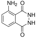 A structural drawing of a "luminol" molecule